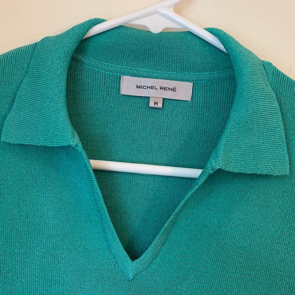 Michel Rene vintage aqua polo with chevron pattern - Picture 3 of 4